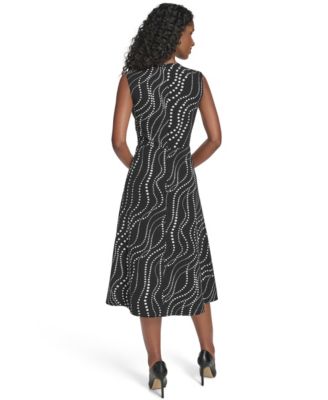 Women's Sleeveless Midi Fit and Flare Dress