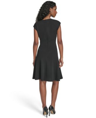 Women's V-Neck Fit and Flare Dress