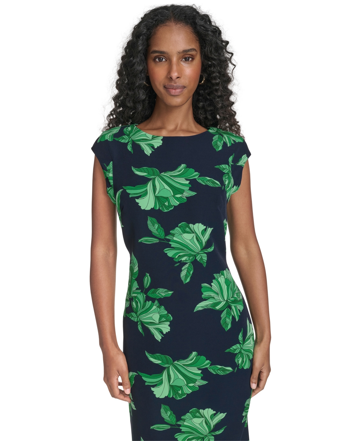 Tommy Hilfiger Women's Printed Cap Sleeve Shift Dress In Green