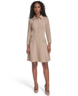 Women's Zip-Front Fit and Flare Dress