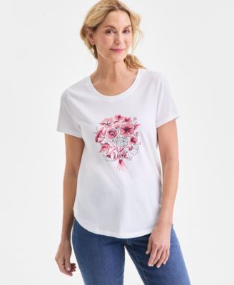 Style & Co - Women's Love Flowers Graphic Short-Sleeve T-Shirt