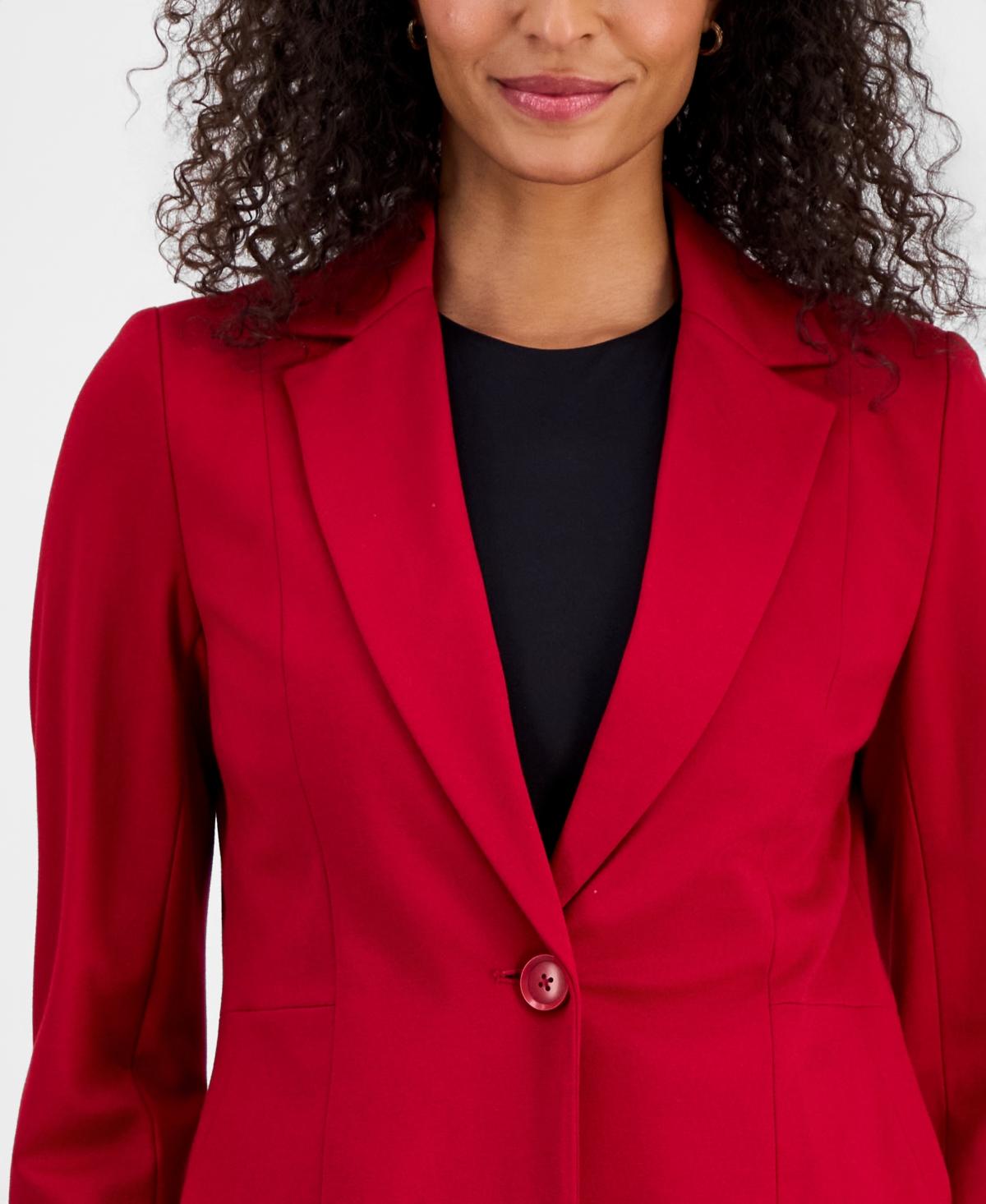 Kasper Compression One-button Long-sleeve Jacket, Regular & Petite In Red