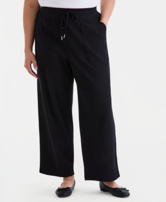 Plus Size Waffle-Knit Drawstring Pants