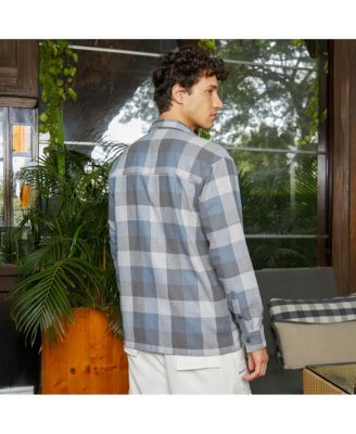 Men's Icy Blue & Ash Grey Checkered Utility Shacket