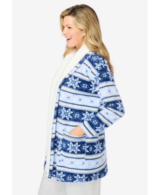 Women's Sherpa Lined Collar Microfleece Bed Jacket