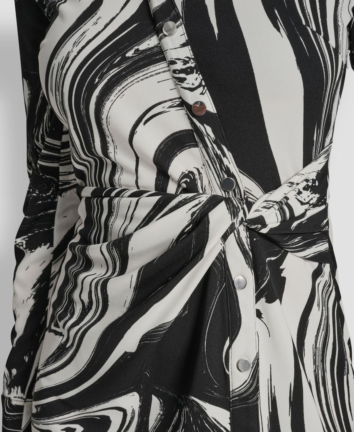 dKNY Women's Long Sleeve Asymmetrical Knot Button Front Sheath Dress