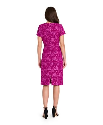Petite Puff Jacquard Cap Sleeve Dress