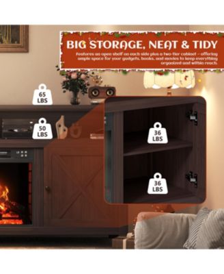 58" TV Stand with 18" Electric Fireplace - 5000 BTU, Remote Control & Overheat Protection