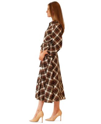 Women's Long-Sleeve Plaid Shirtdress