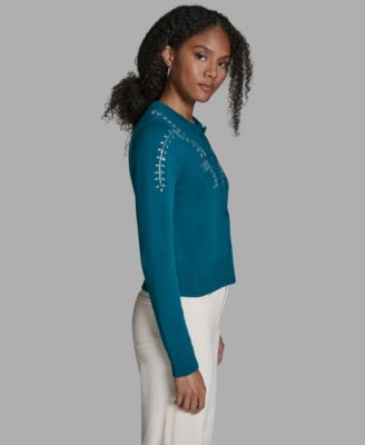 Women's Embellished Button-Front Cardigan
