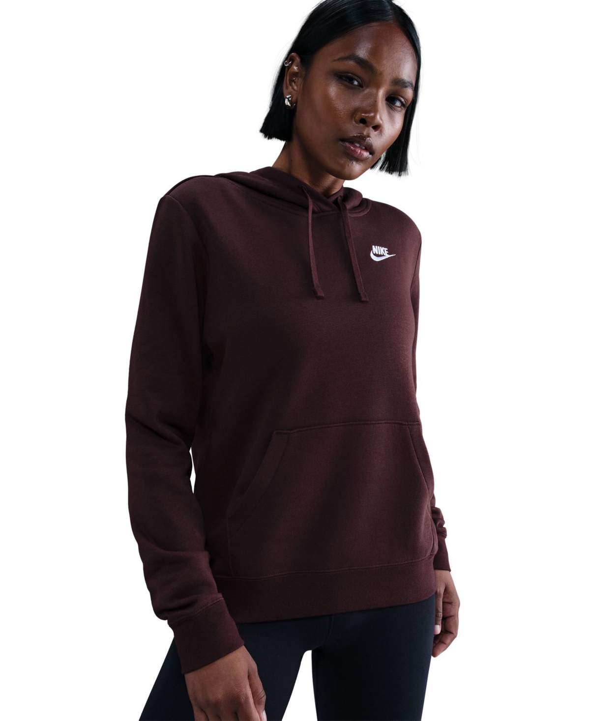 Nike Women's Sportswear Club Fleece Pullover Hoodie In Burgundy