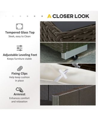 7pcs Outdoor Patio Wicker Conversation Set, Sectional Sofa