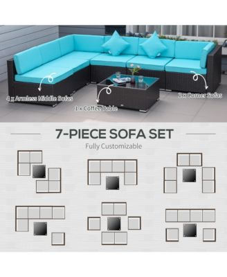 7pc Sectional Wicker Patio Furniture,