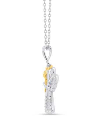 Diamond Pendant Necklace (1/10 ct. t.w.) in Sterling Silver and 14k Gold-Plated Sterling Silver and White Rhodium