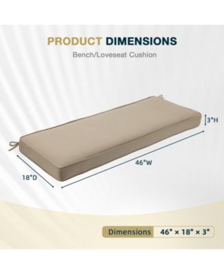 Patio Bench Cushion Outdoor Olefin Fabric Slipcover Sponge Foam 46.5” x 17.7” x 3”- Brown