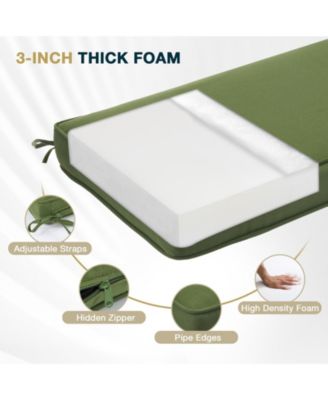 Patio Bench Cushion Outdoor Olefin Fabric Slipcover Sponge Foam 46.5” x 17.7” x 3” - Green