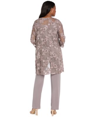 Women's Soutache Long Jacket, Necklace Top &  Pants Set