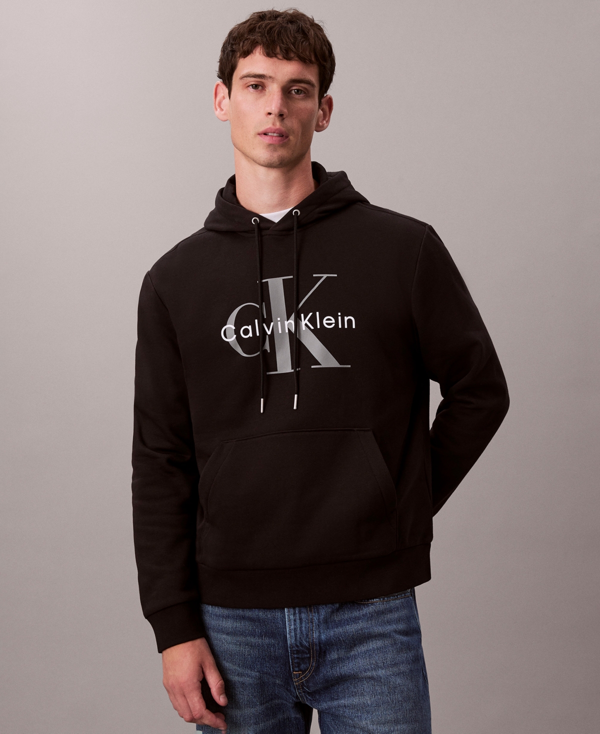 Calvin Klein Men's Monogram Logo Fleece Hoodie