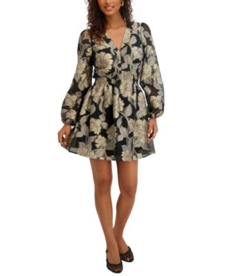 kensie - Women's Organza V-Neck Short Dress