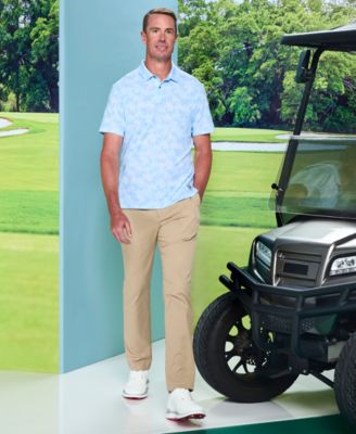 Men's All-Over Geometric Palm Print Short-Sleeve Golf Polo Shirt