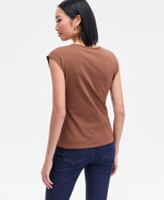 Women's Cotton Ruched V-Neck Top, Macy's Exclusive