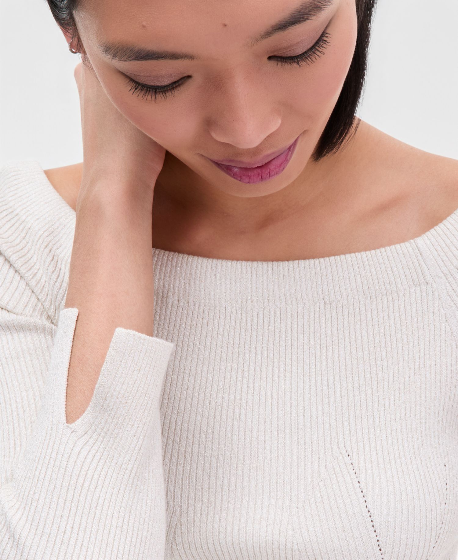 Women's Shimmer-Knit Boat-Neck Sweater