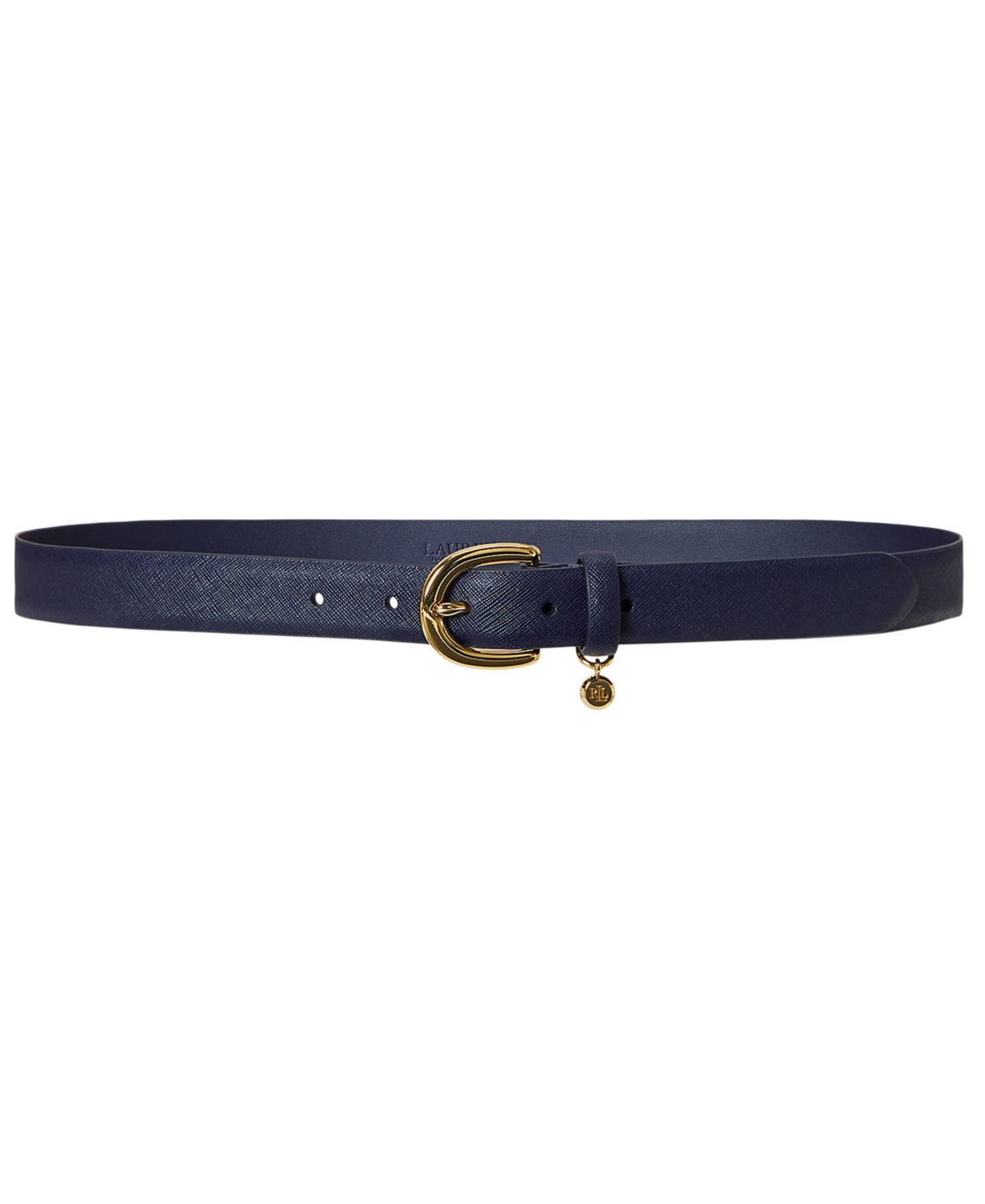 Ralph Lauren Women's Charm Crosshatch Leather Belt In Blue