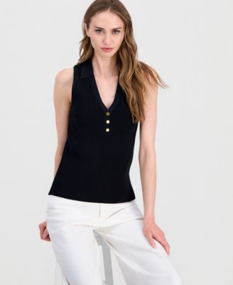 Women's Sleeveless Polo Sweater