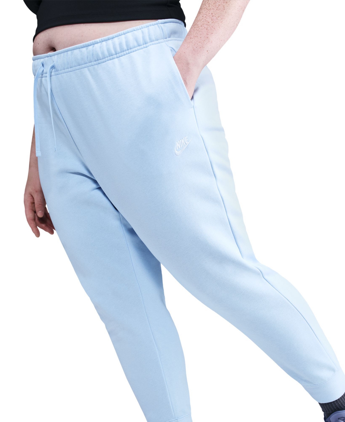 Nike Plus Size Active Sportswear Club Mid-rise Fleece Jogger Pants In Blue
