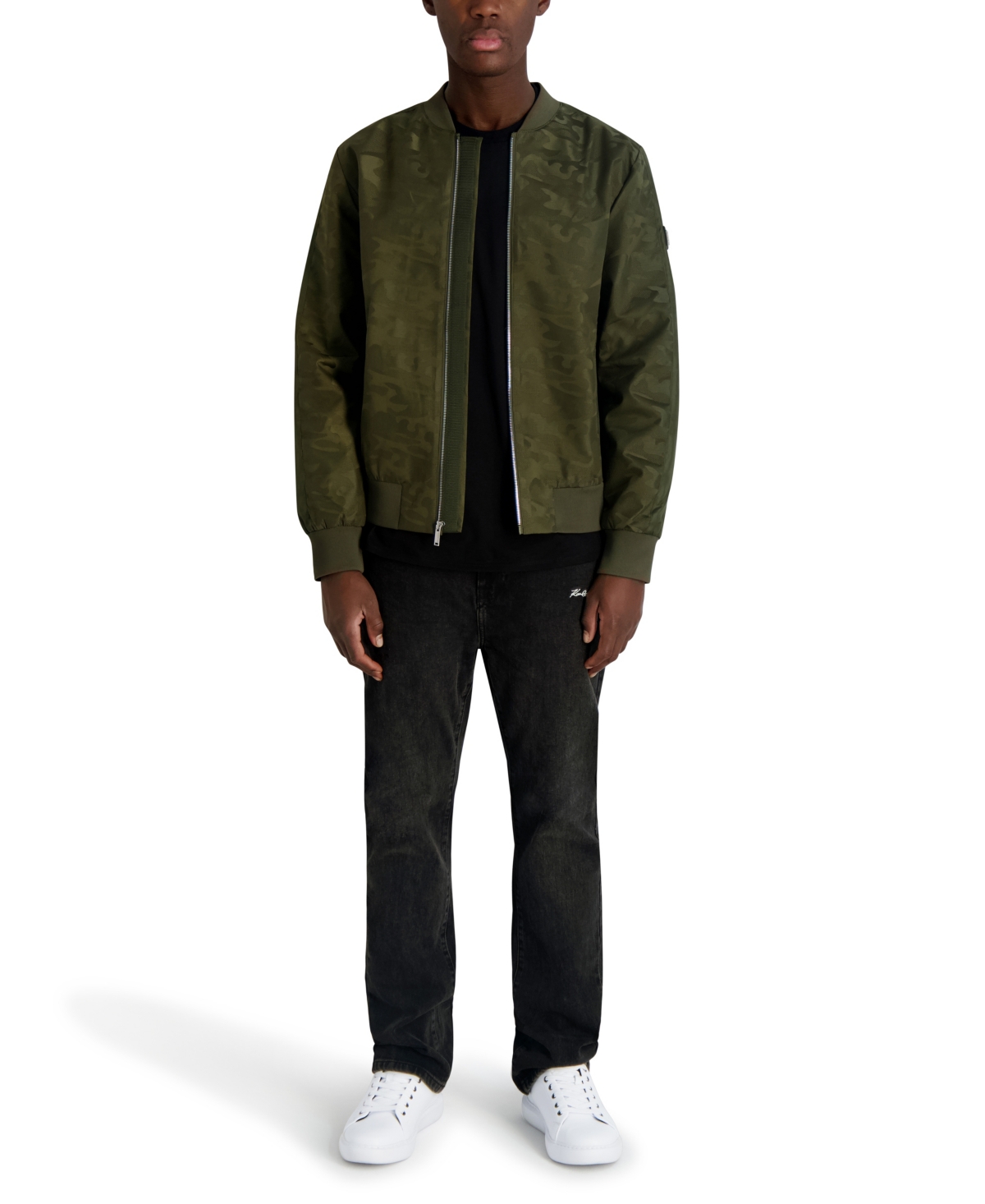 Karl Lagerfeld Paris Men's Camo Bomber Jacket