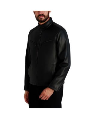 Men's Circle Stitch Faux Leather Jacket