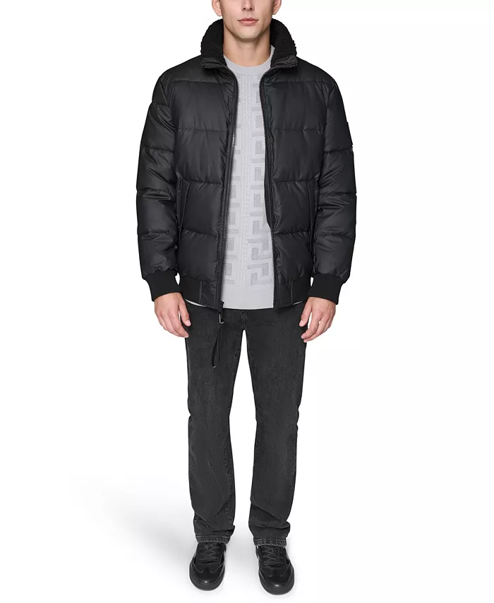 Men's Sherpa Lined Stand Collar Puffer Jacket - thumbnail 2
