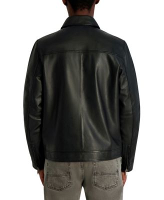 Men's Collared Leather Jacket