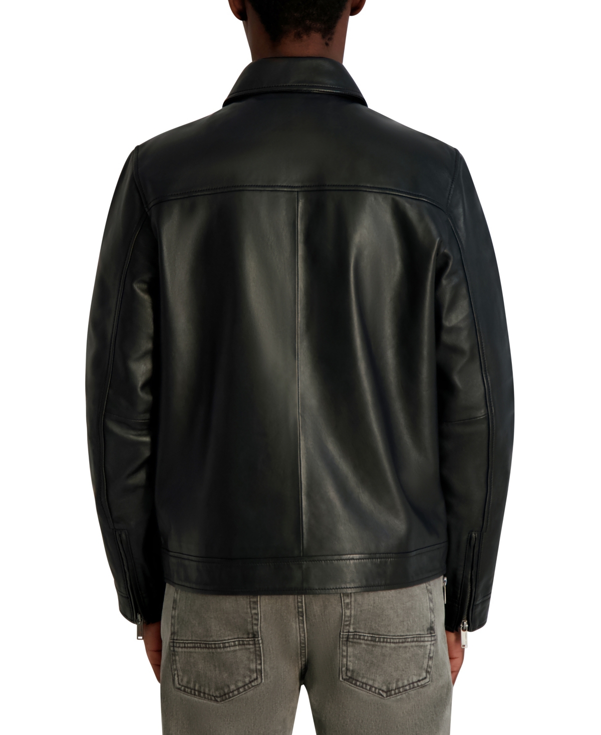 Karl Lagerfeld Paris Men's Collared Leather Jacket