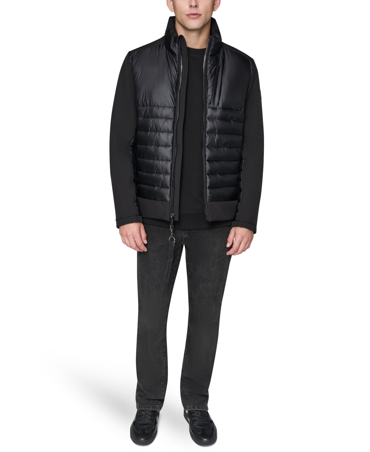 Karl Lagerfeld Paris Men's Mixed Media Quilted Jacket