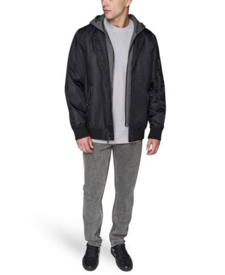 Men's Embroidered Signature Hooded Bomber Jacket