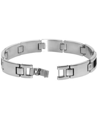 White Diamond and Black Plated Bracelet (1/5 ct. t.w.) in Stainless Steel