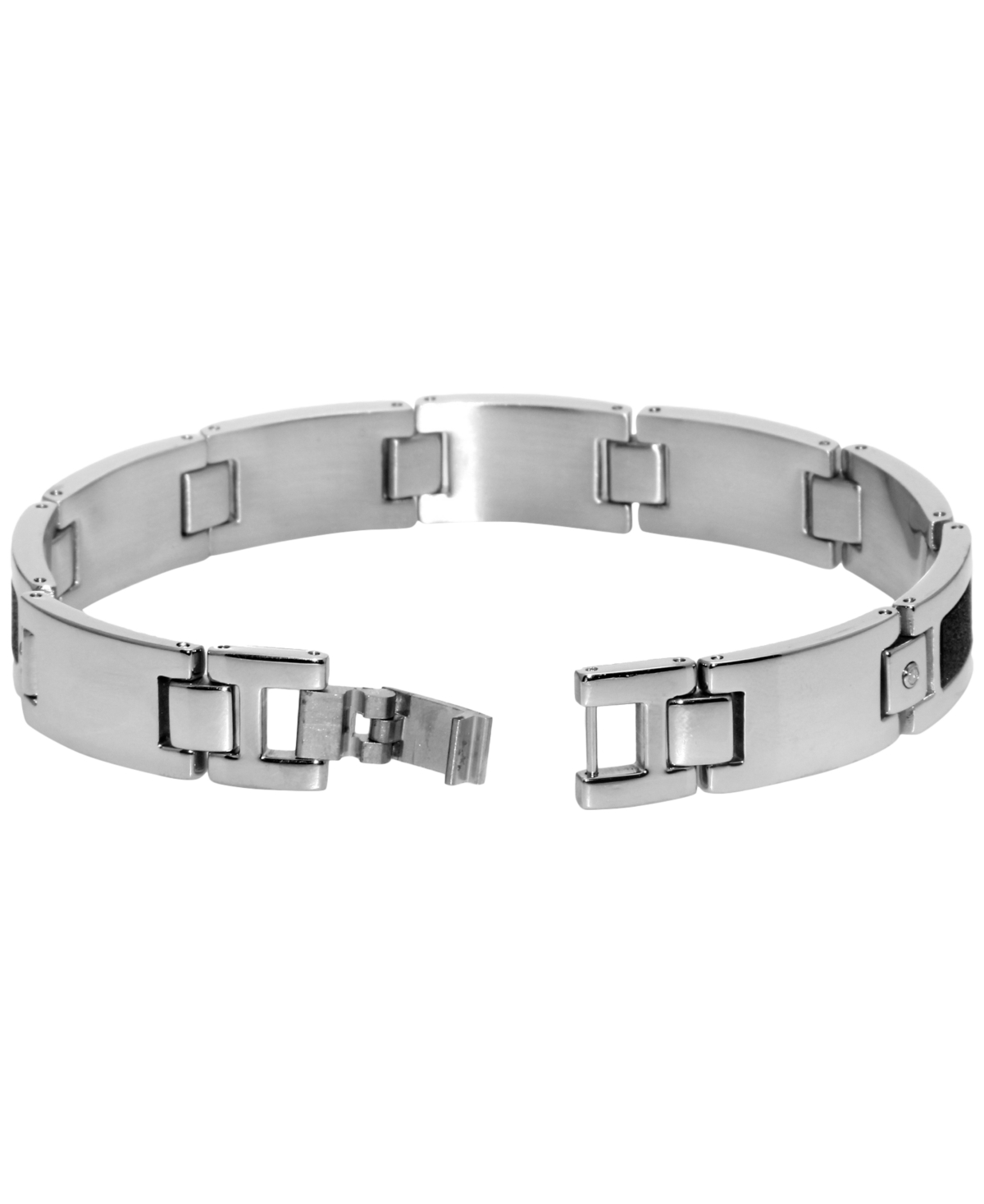 Macy's White Diamond and Black Plated Bracelet (1/5 ct. t.w.) in Stainless Steel