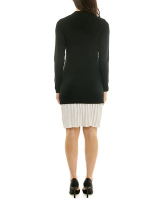 Women's Drop Waist Long-Sleeve Sweater Knit Dress