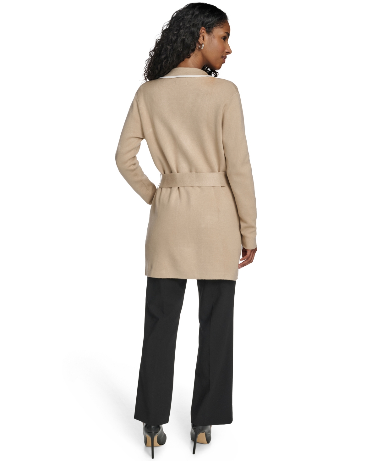 Calvin Klein Women's Tie-Waist Contrast Collar Sweater