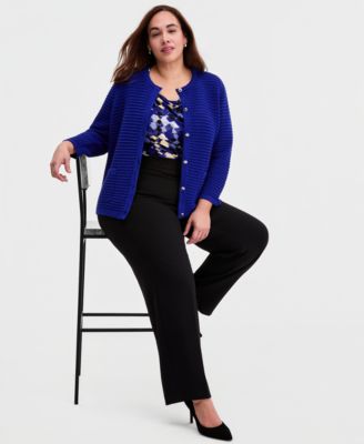 Plus Size Pull-On Straight-Leg Trousers