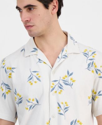 Men's Cotton Floral-Print Knit Camp Shirt, Macy's Exclusive