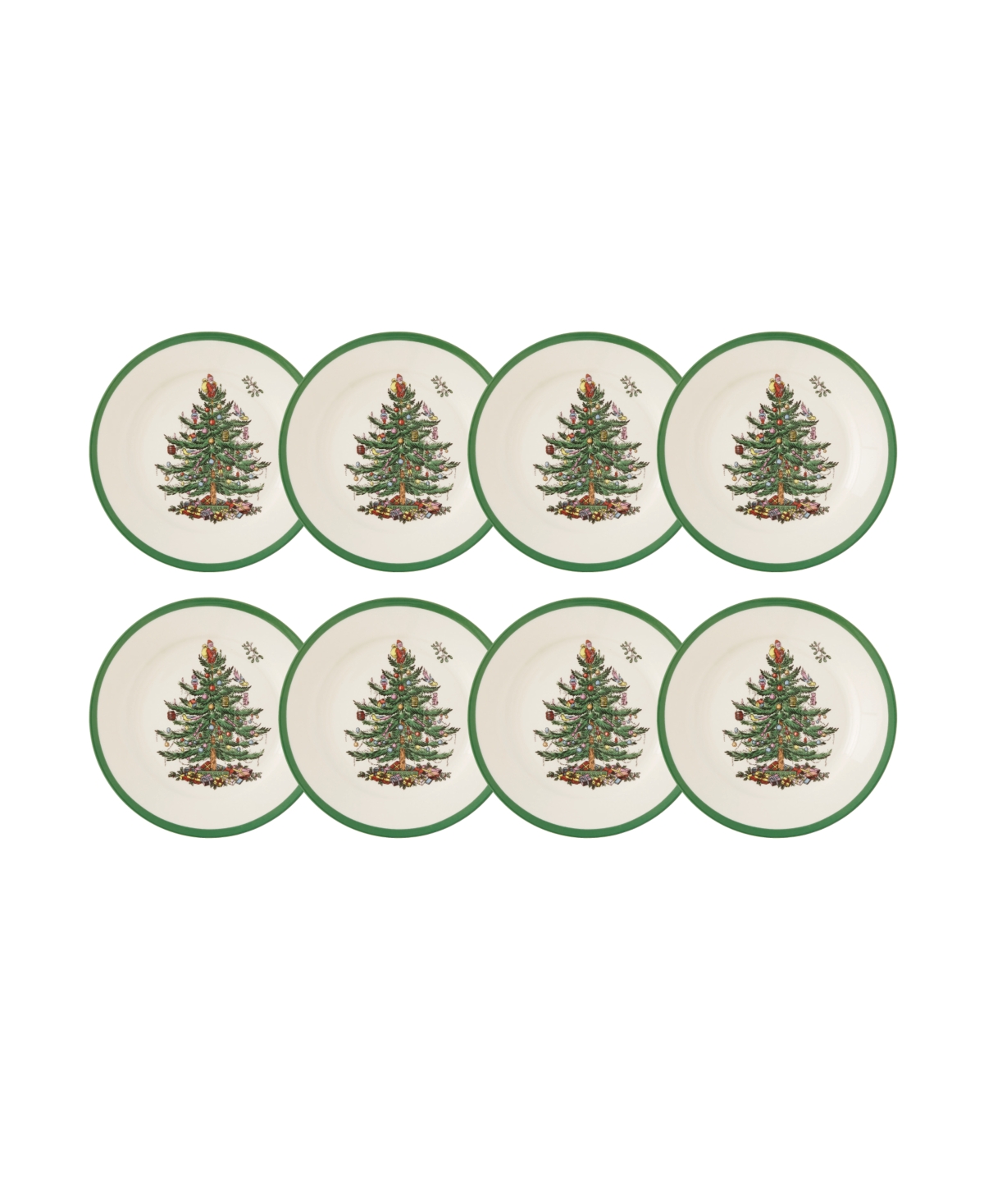 Spode Christmas Tree Dinner Plates, Set Of 8 In Green