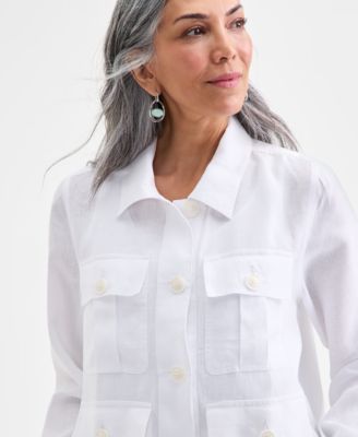 Women's 100% Linen Woven Utility Jacket