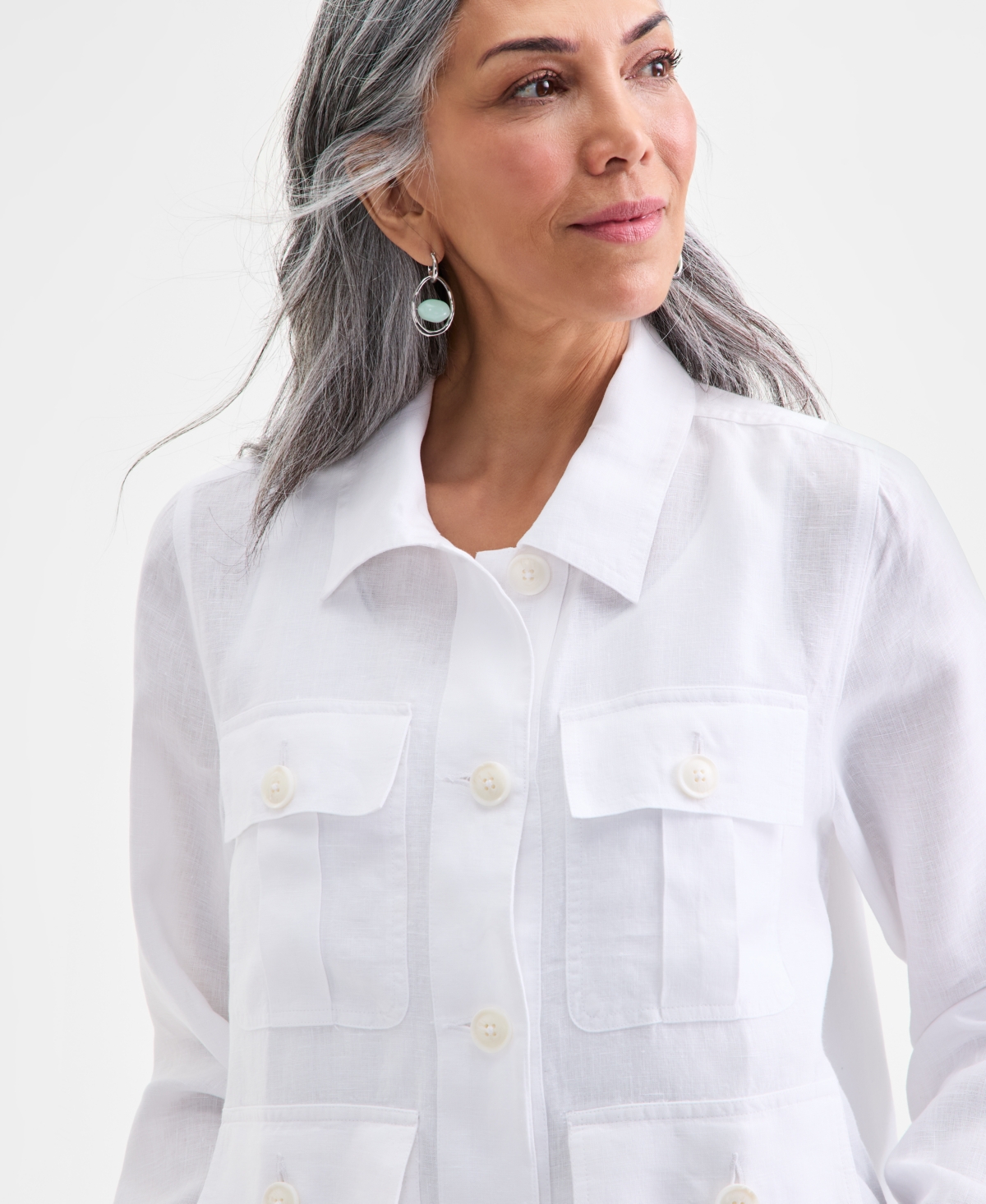 Charter Club Women's 100% Linen Woven Utility Jacket, Macy's Exclusive