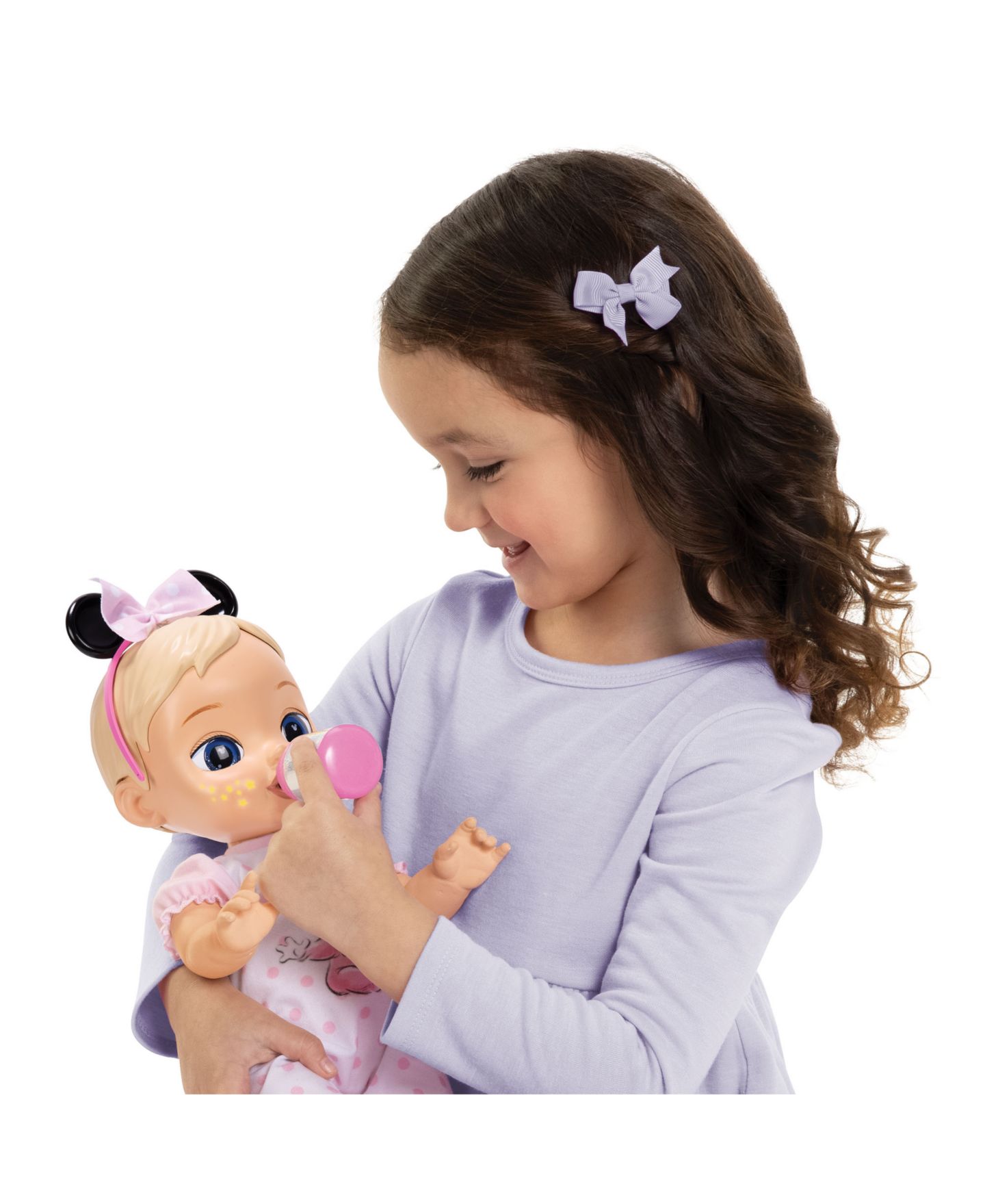 Детская кукла Disney Darlings Deluxe Minnie Mouse 13" Interactive Light-Up Baby Doll, Ages 2+ — фото 7