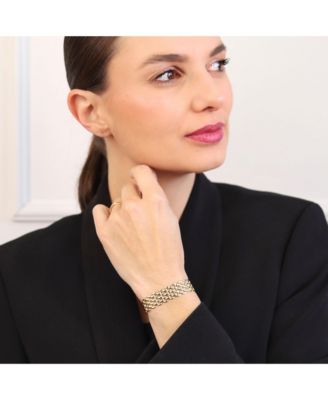 Jewelry Set Classic Panther Link Collar Necklace and Bracelet Yellow Gold Plated