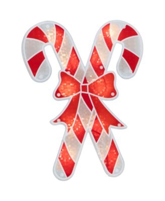 12" Lighted Holographic Candy Cane Christmas Window Silhouette Decoration