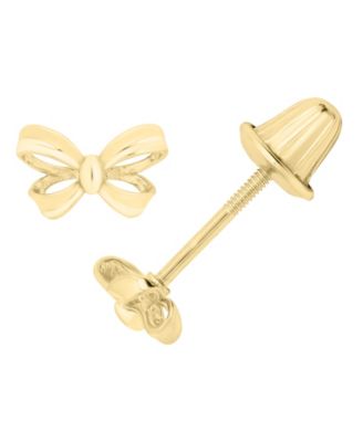 Heavy Dimensional Bow Earrings in 14k Gold