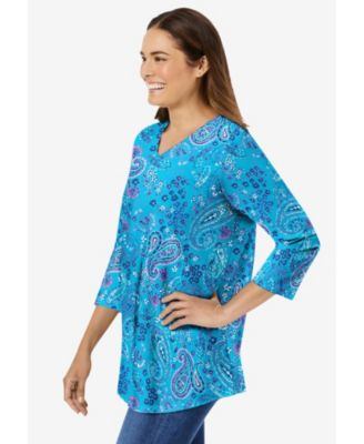 Women's Within Perfect Printed Three-Quarter Sleeve V-Neck Tee